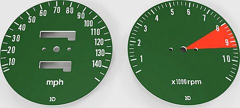 Honda CB750K speedo and tachometer face plate set mph