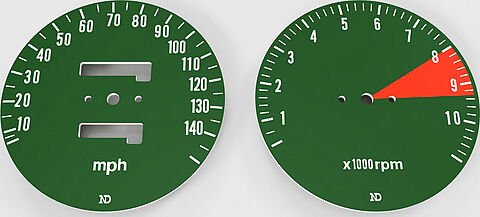 CB750K 1976 Speedo & Tachometer Face Plate Set ~ MPH - VintageCB750