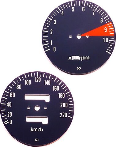 Honda CB750K speedo and tachometer face plate set km h
