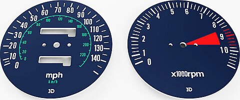 Honda CB750K speedo and tachometer face plate set mph