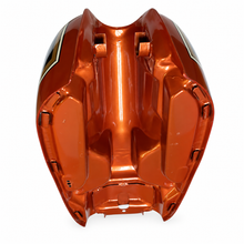 Load image into Gallery viewer, Painted CB750K replacement gas tank, angled underside view of the frame tunnel and mounting brackets