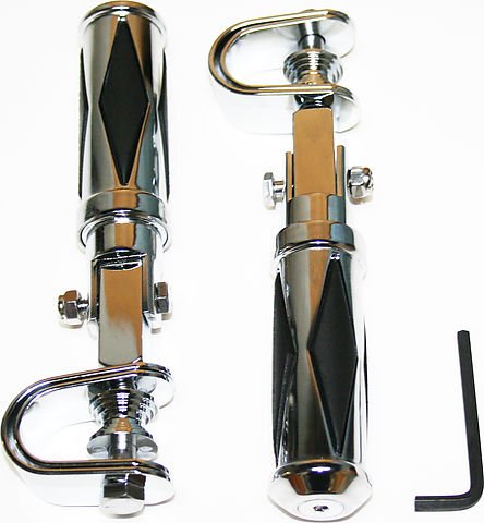 Custom Diamond Pattern Chrome Crash Bar Highway Footpeg Set - VintageCB750