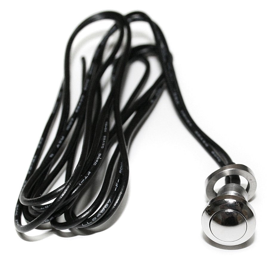 Universal chrome micro push button kill switch with 20 inch leads