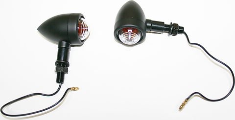 Custom Mini Black Bullet Turn Signal Lamp Set - VintageCB750