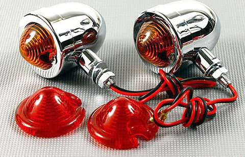 Custom Mini Deco Turn Signal Lamp Set ~ Chrome - VintageCB750