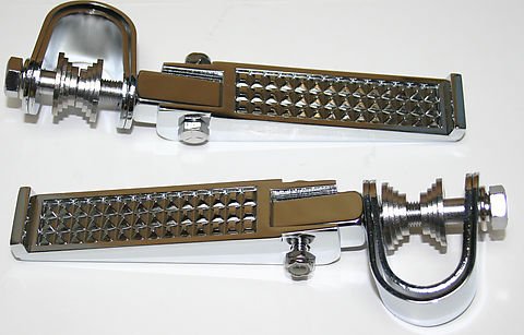 Universal motorcycle pebble chrome crash bar highway footpeg set