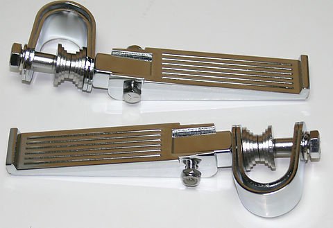 Universal motorcycle ribbed chrome crash bar highway footpeg set