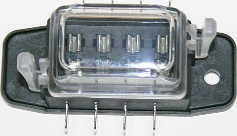 Universal motorcycle deluxe 4-way fuse block for mini or standard plug in fuses