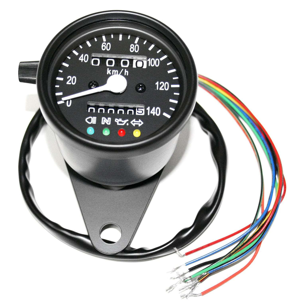 Deluxe Mini Custom Speedometer - KPH ~ All Black - VintageCB750