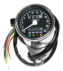 Deluxe Mini Custom Speedometer KPH ~ Black Face Plate