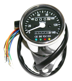 Deluxe Mini Custom Speedometer - MPH ~ Black Face Plate - VintageCB750