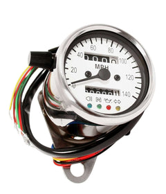 Deluxe Mini Custom Speedometer MPH ~ White Face Plate