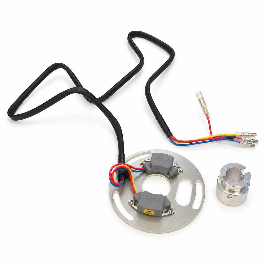 Honda CB500K CB550 CB750 SOHC electronic ignition kit showing pickup modules and wire terminals
