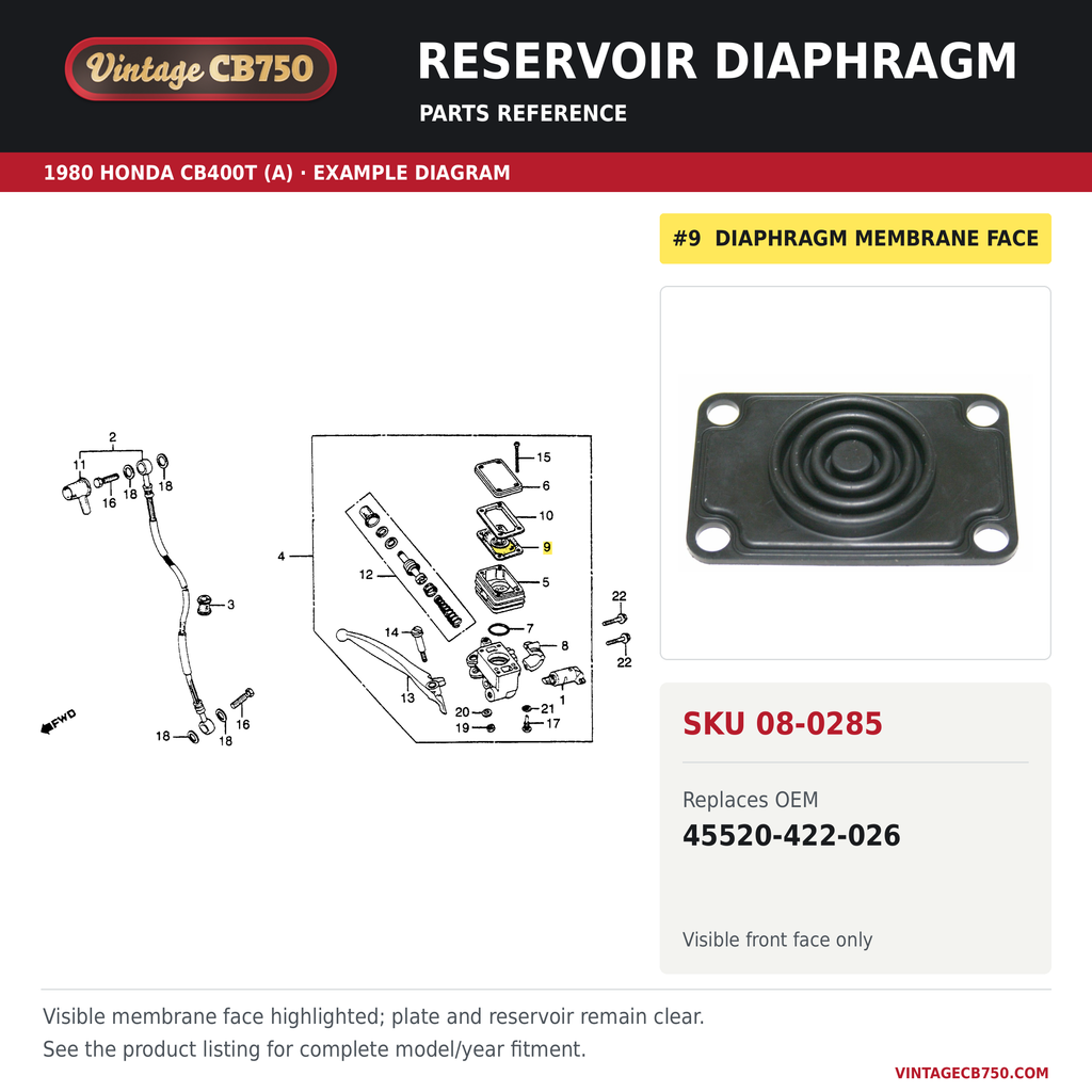 Parts fiche reference for SKU 08-0285