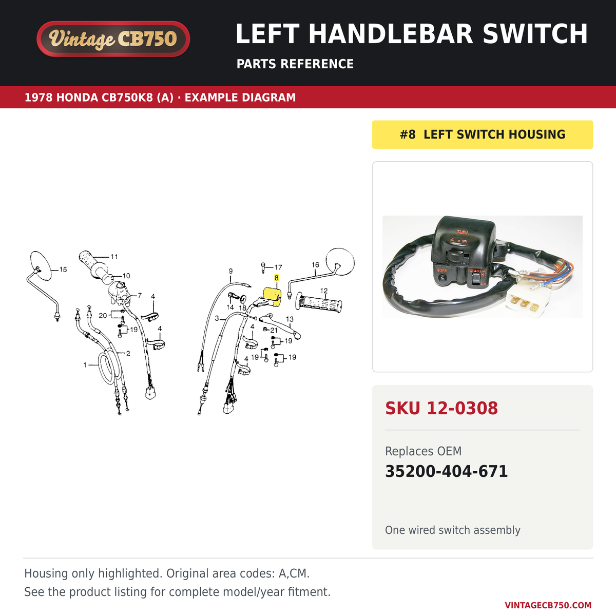 Parts fiche reference for SKU 12-0308