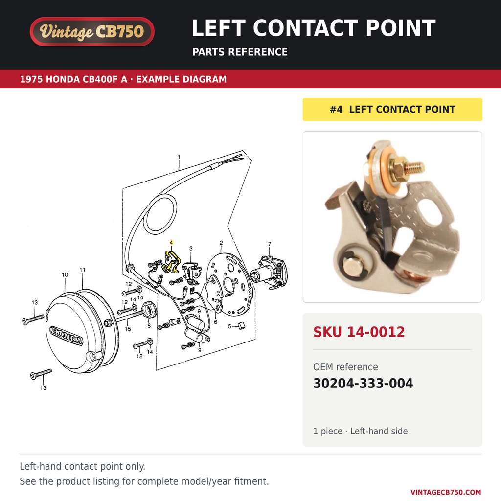 Parts reference fiche for SKU 14-0012