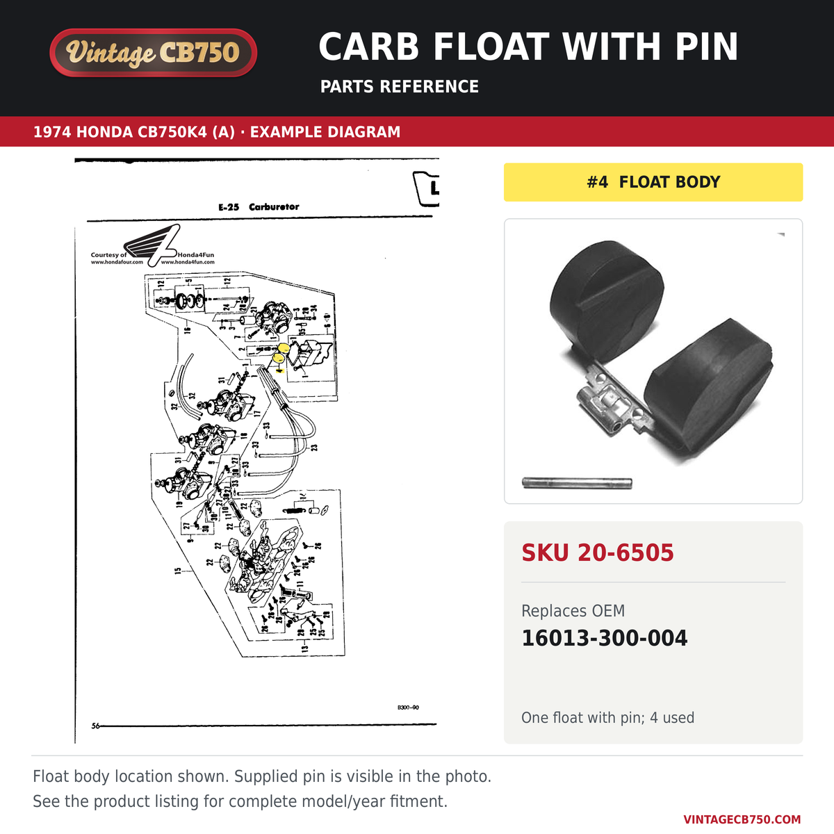 Parts fiche reference for SKU 20-6505