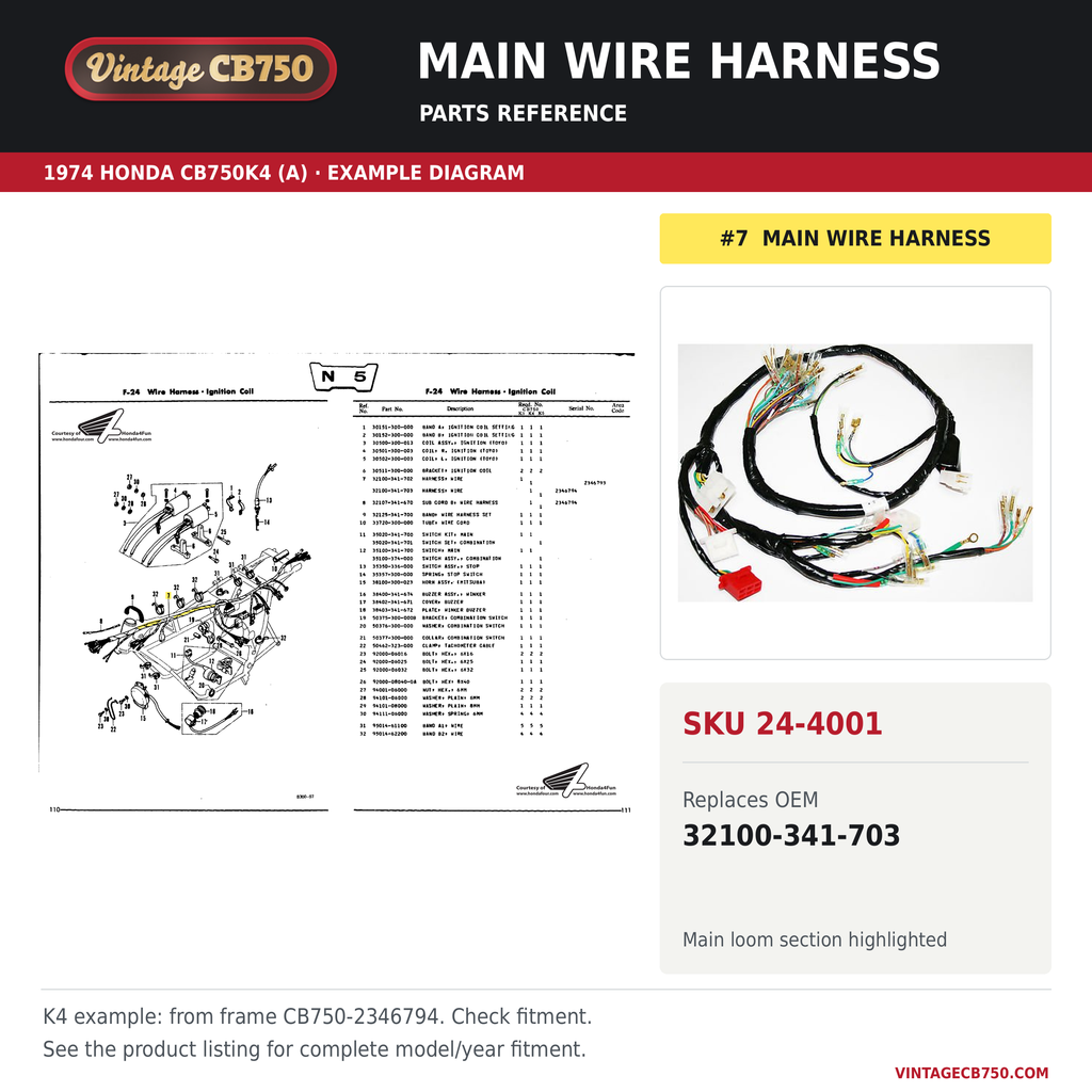 Parts fiche reference for SKU 24-4001