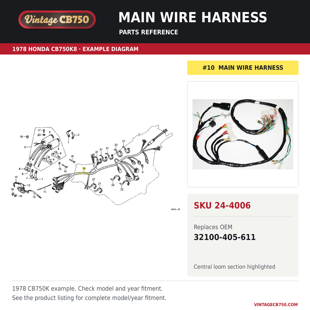 Parts fiche reference for SKU 24-4006