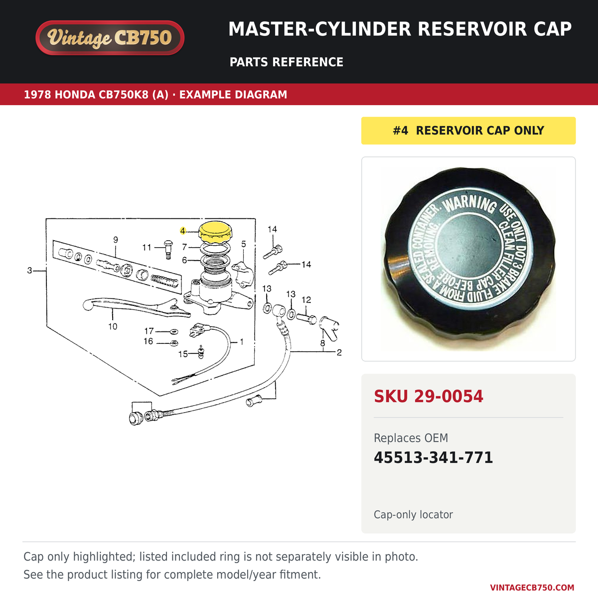 Parts fiche reference for SKU 29-0054
