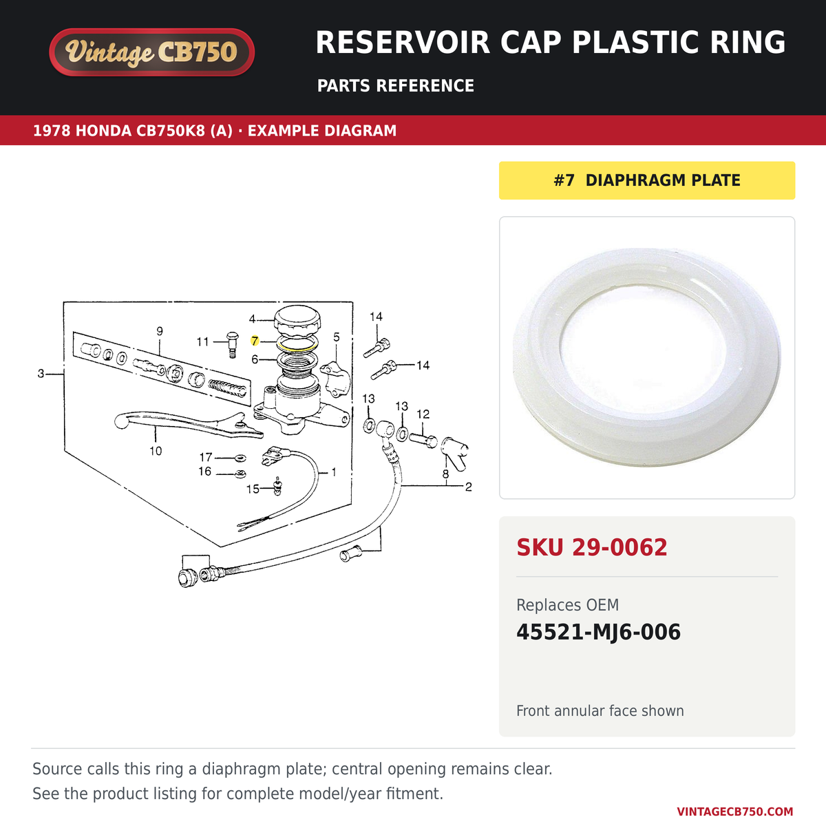 Parts fiche reference for SKU 29-0062