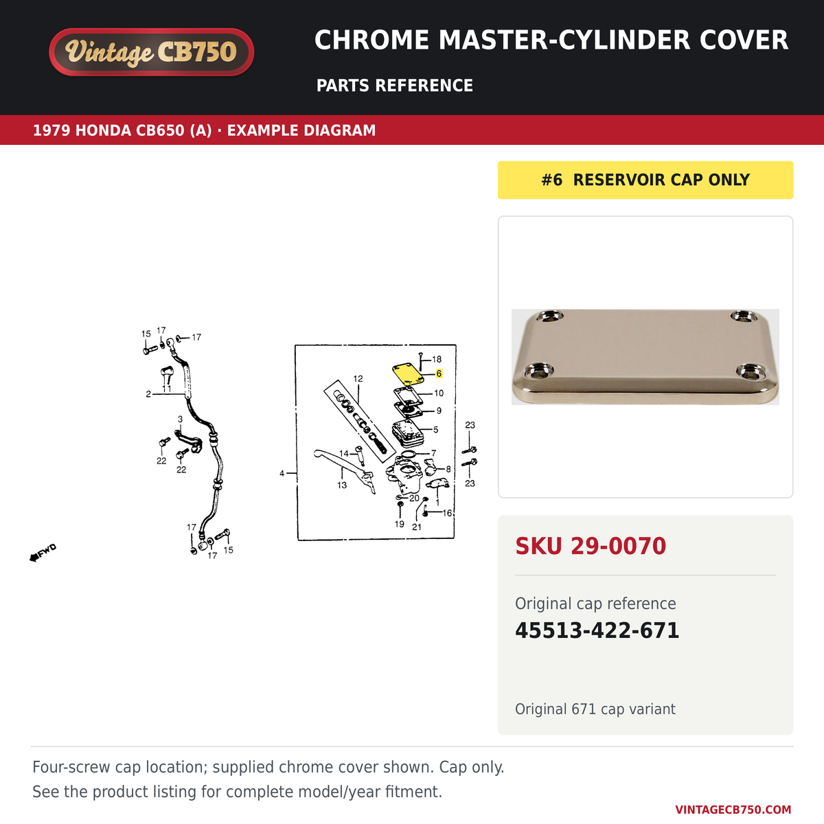 Parts fiche reference for SKU 29-0070