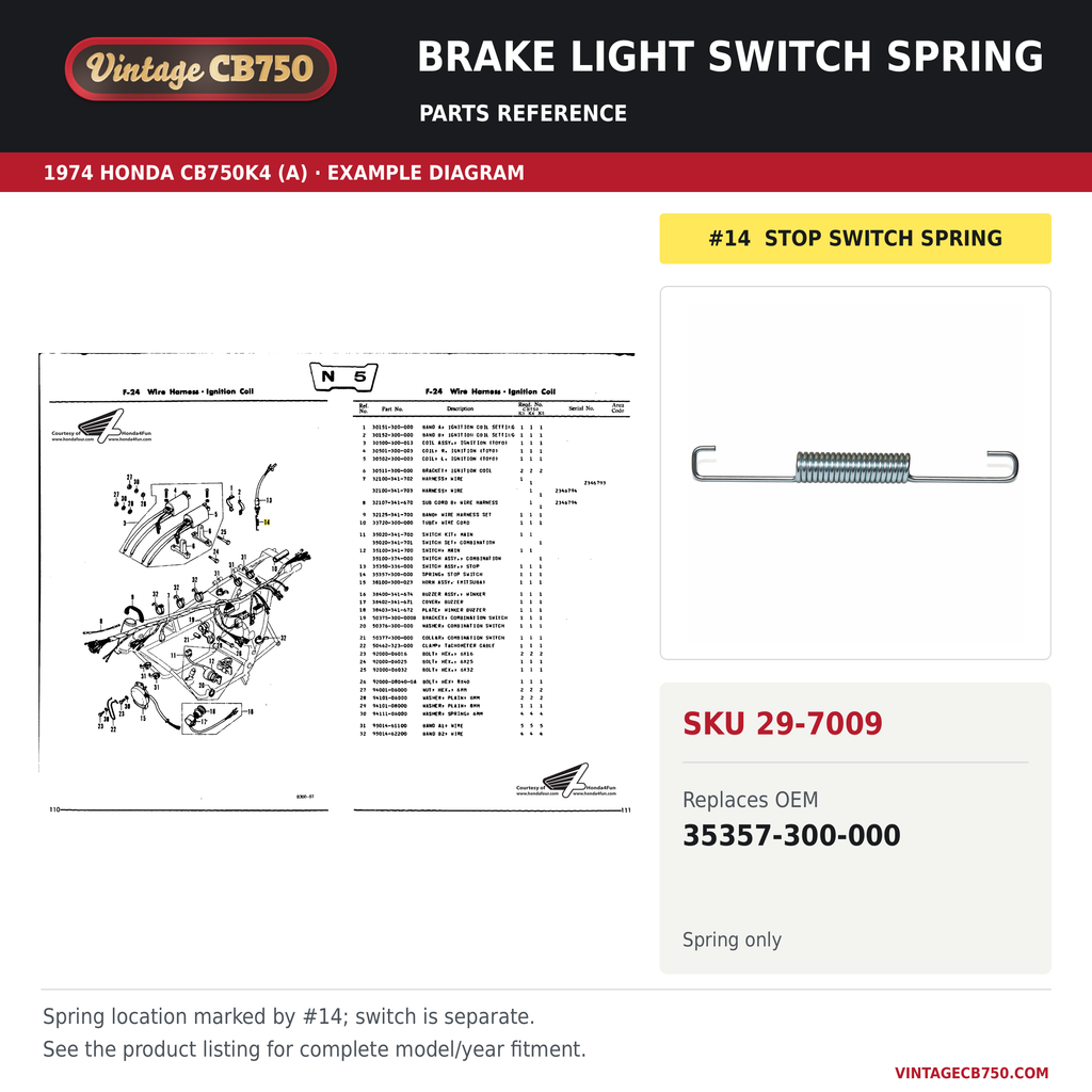 Parts fiche reference for SKU 29-7009