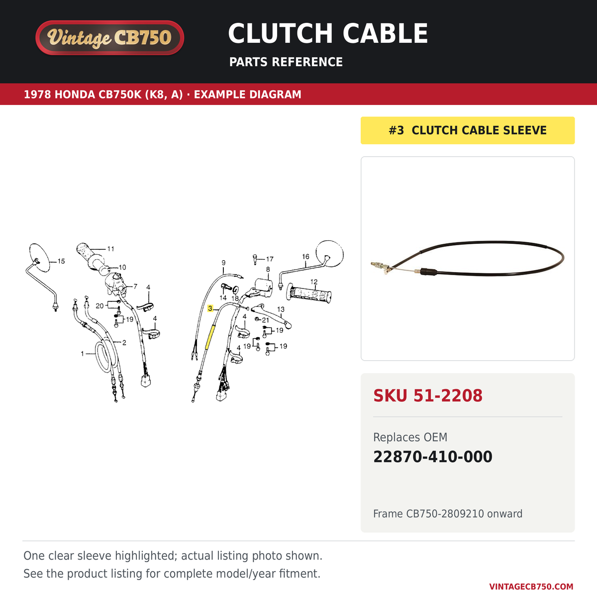 Parts fiche reference for SKU 51-2208