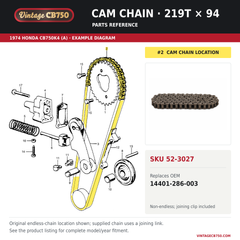 Honda CB750 / CB350 / CL350 Cam Chain ~ 219T x 94 ~ Replaces 14401-286-003