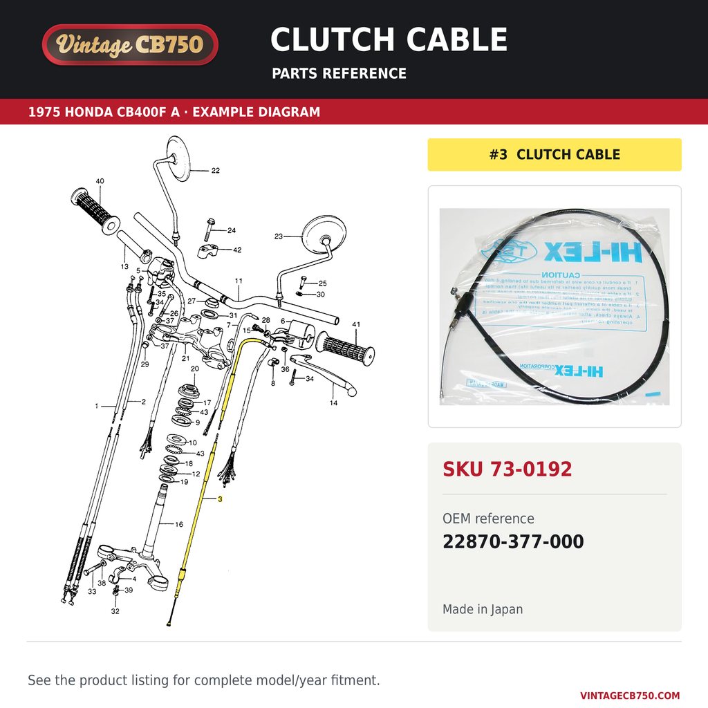 OEM fiche reference for VintageCB750 SKU 73-0192