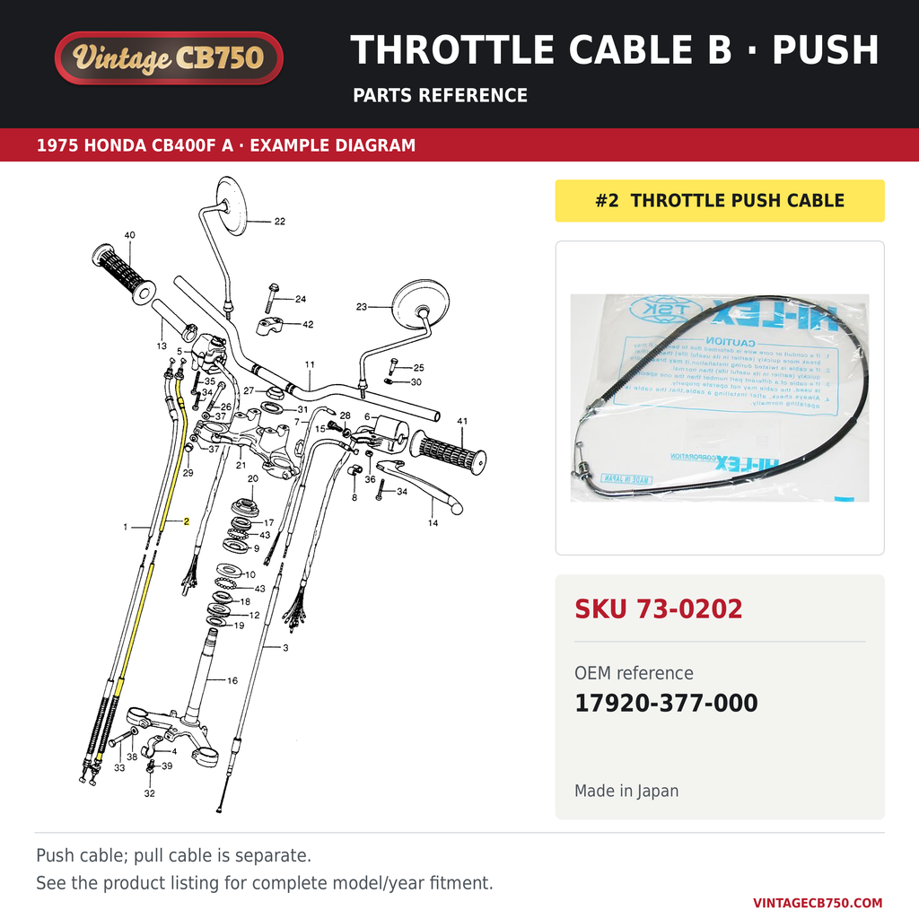 OEM fiche reference for VintageCB750 SKU 73-0202