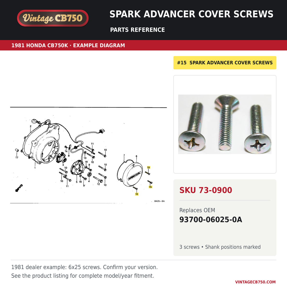 Parts fiche reference for SKU 73-0900