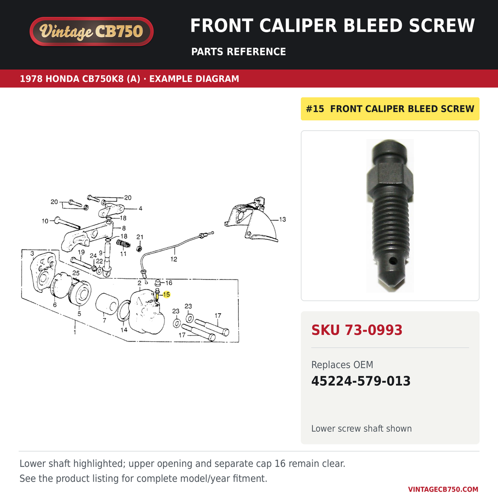 Parts fiche reference for SKU 73-0993