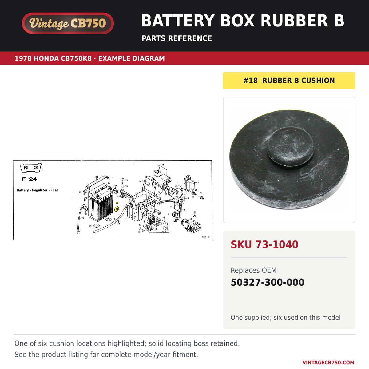 Parts fiche reference for SKU 73-1040