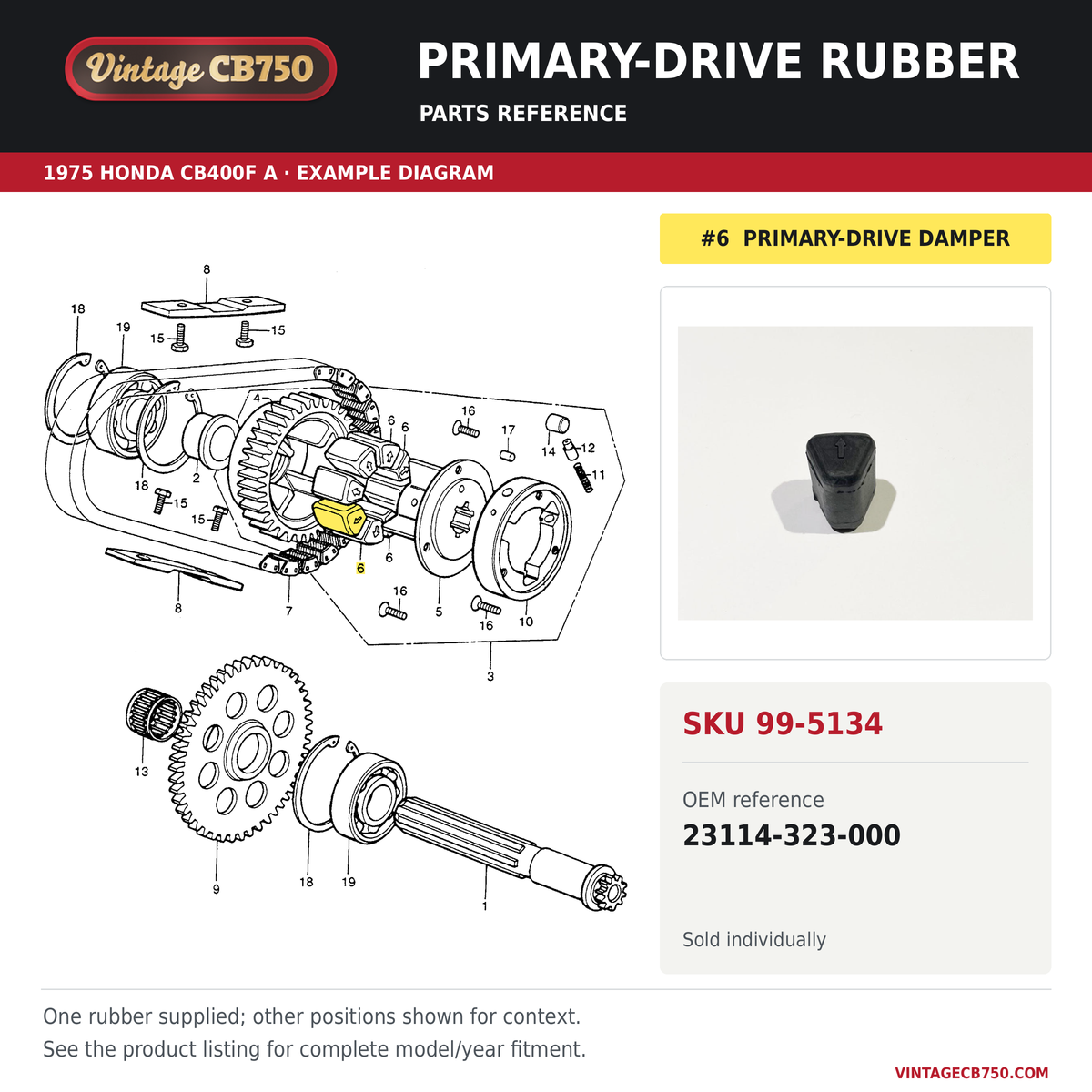 Parts reference fiche for SKU 99-5134