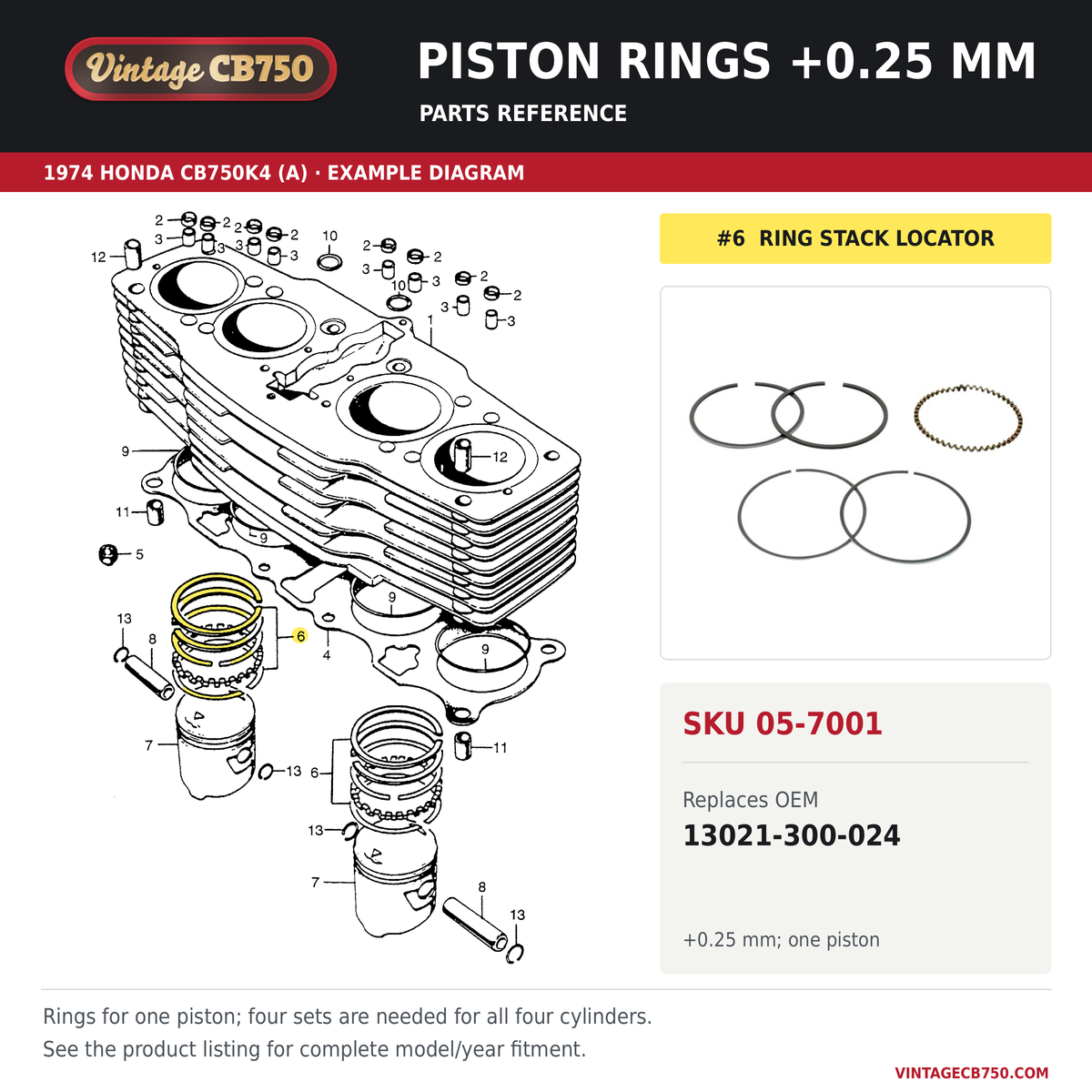 Corrected parts fiche reference for SKU 05-7001