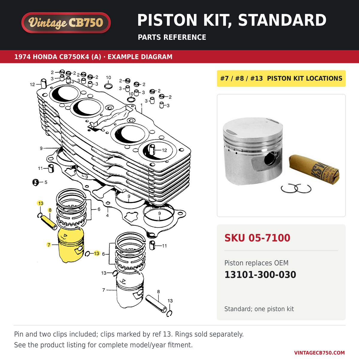 Corrected parts fiche reference for SKU 05-7100