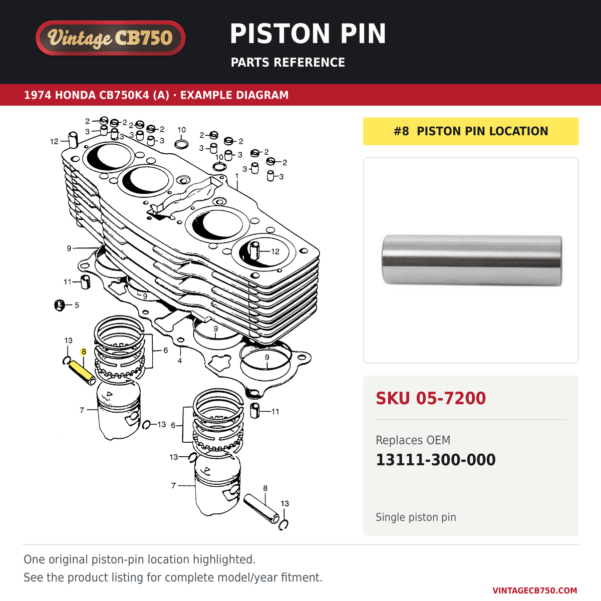 Corrected parts fiche reference for SKU 05-7200