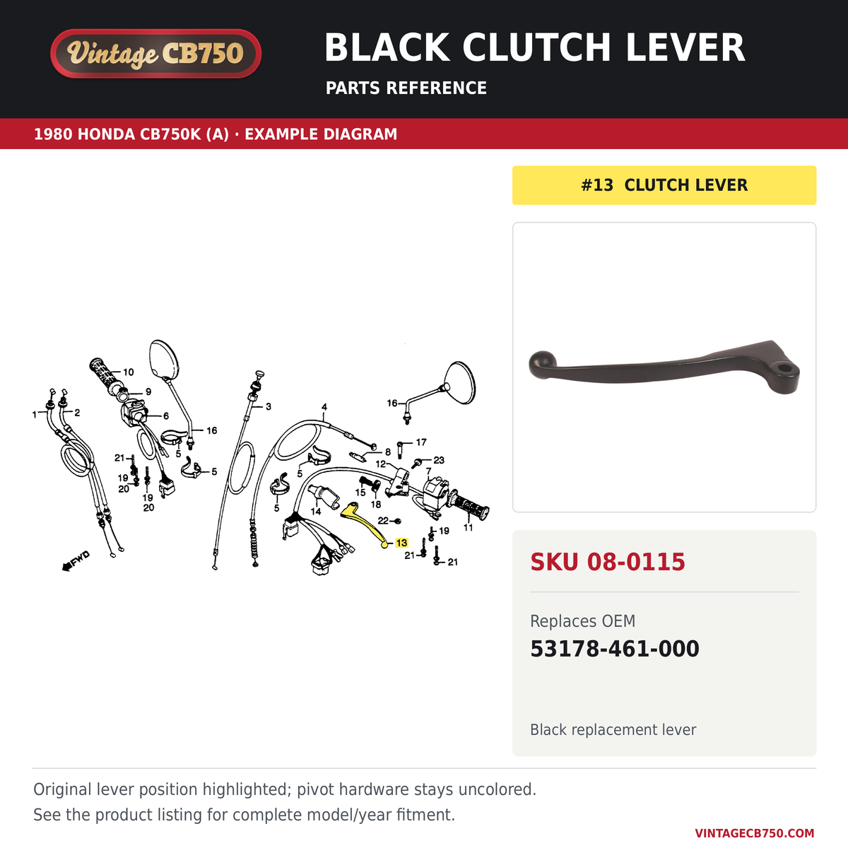 Corrected parts fiche reference for SKU 08-0115
