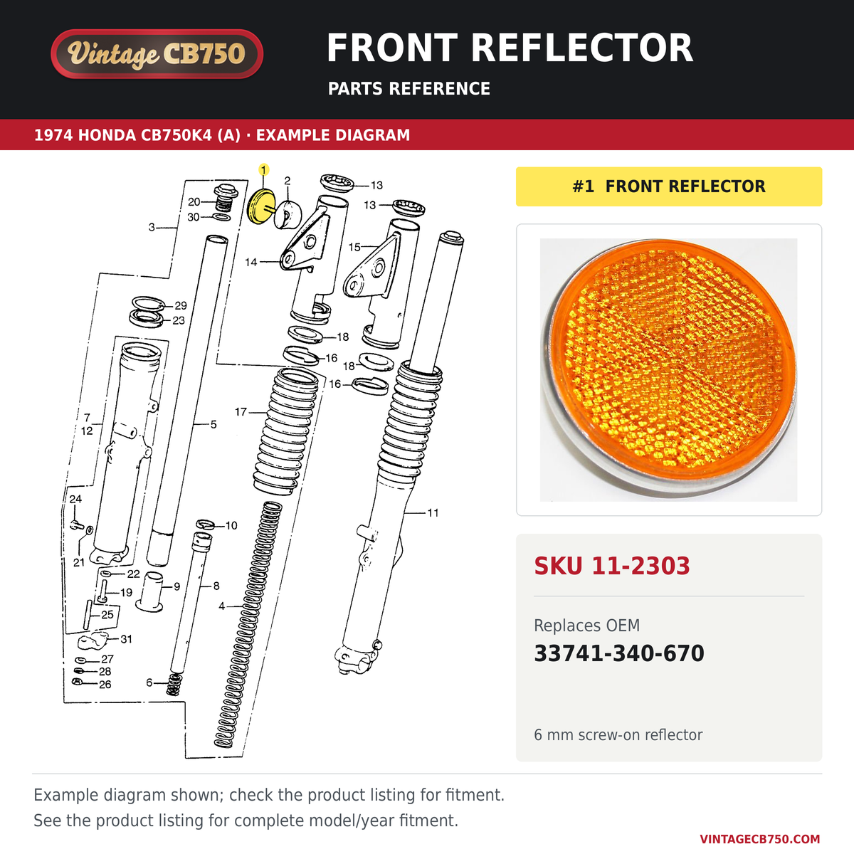 Corrected parts fiche reference for SKU 11-2303