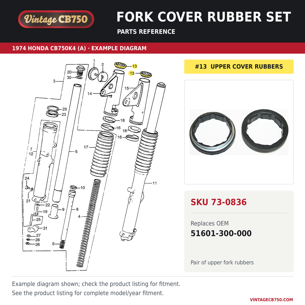 Corrected parts fiche reference for SKU 73-0836