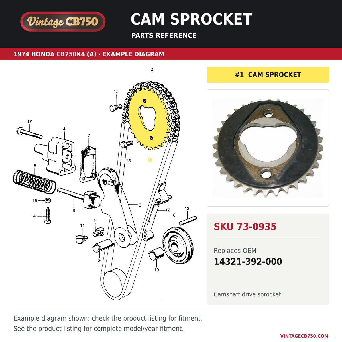 Corrected parts fiche reference for SKU 73-0935