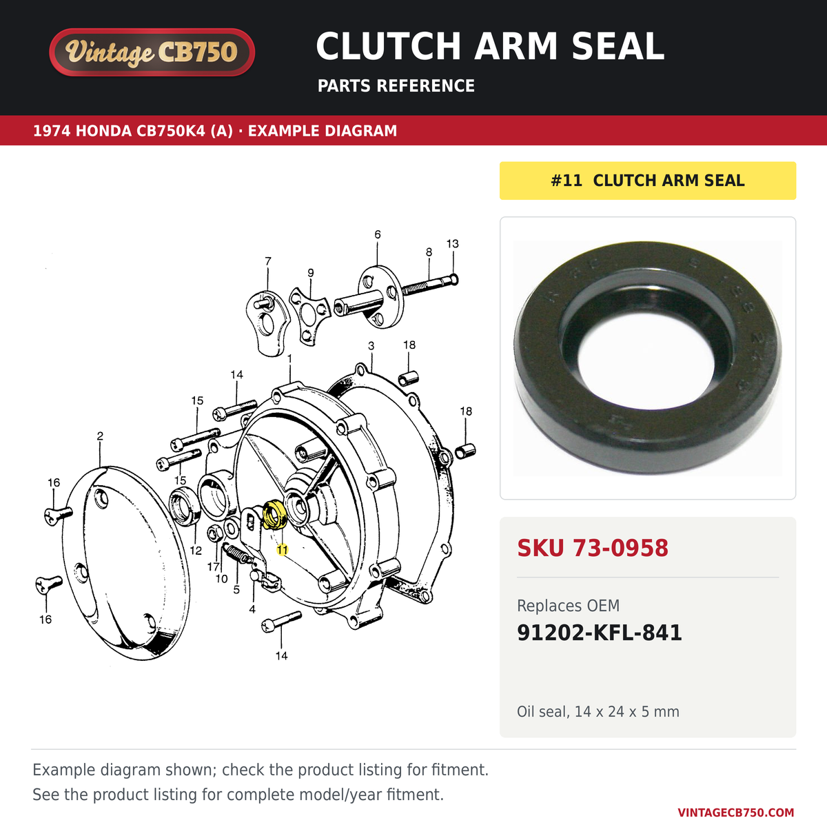 Corrected parts fiche reference for SKU 73-0958