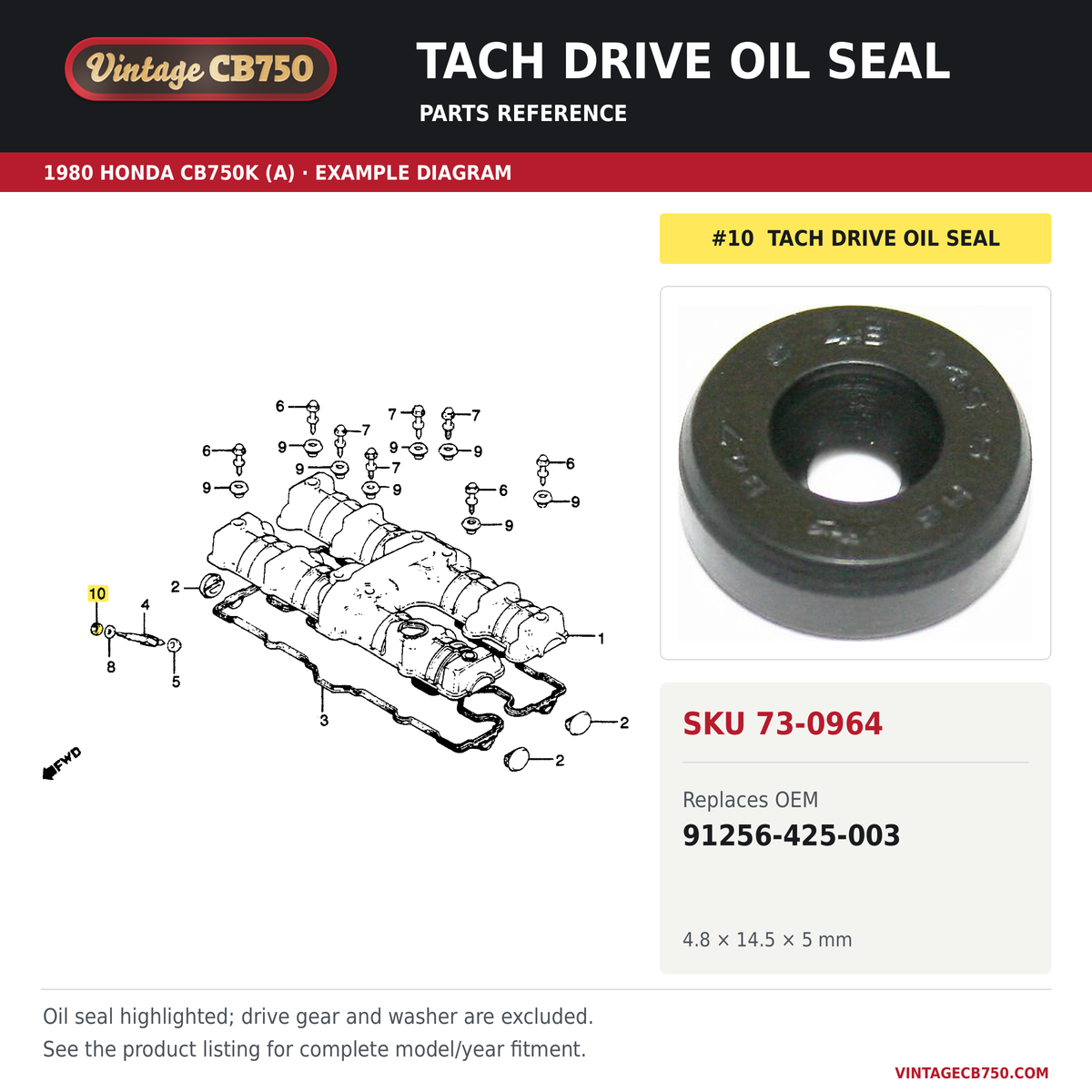 Corrected parts fiche reference for SKU 73-0964