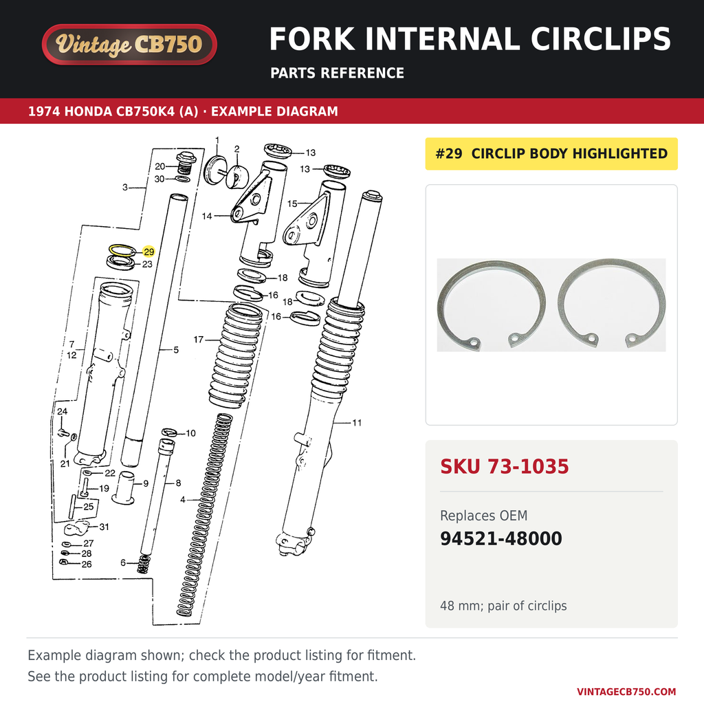 Corrected parts fiche reference for SKU 73-1035