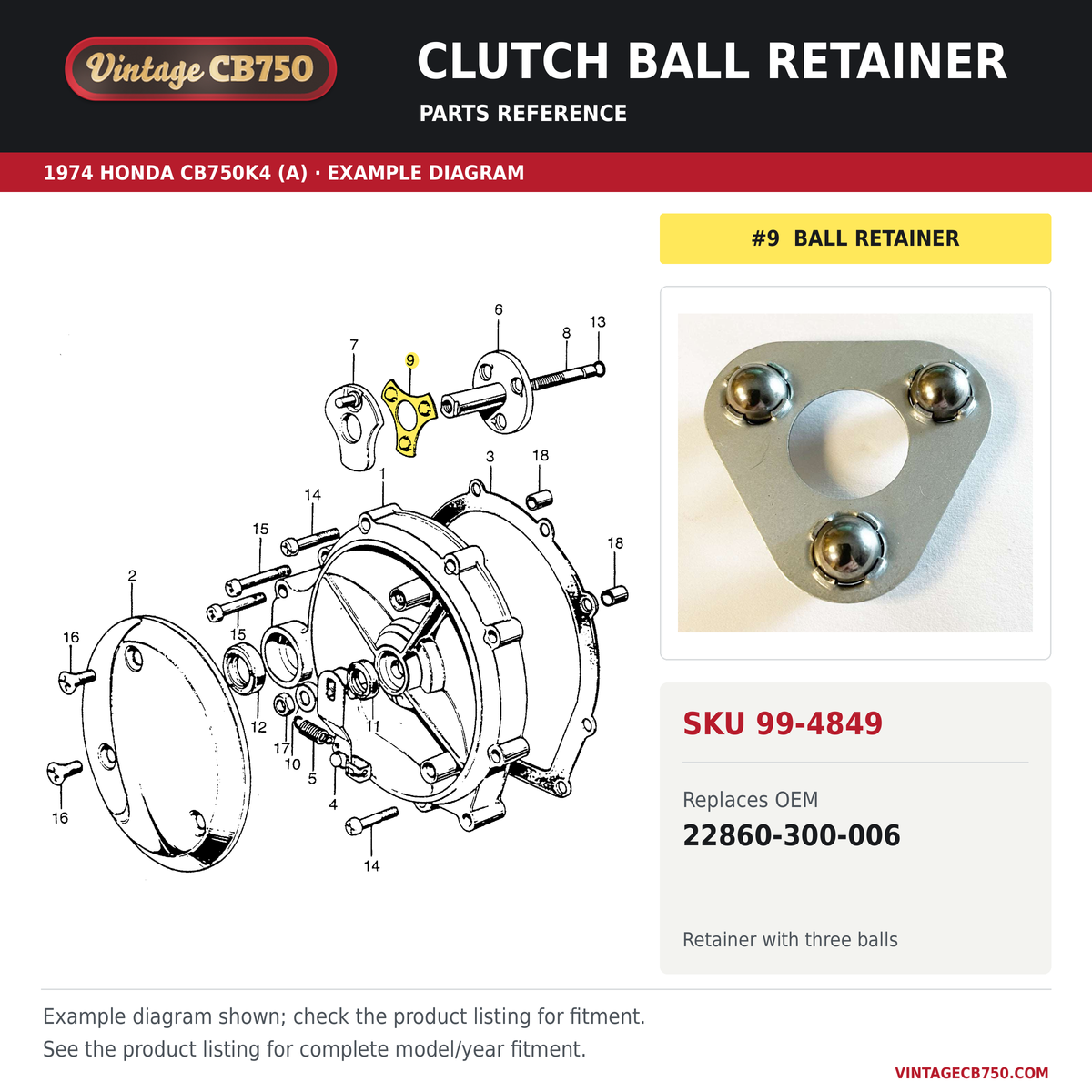 Corrected parts fiche reference for SKU 99-4849