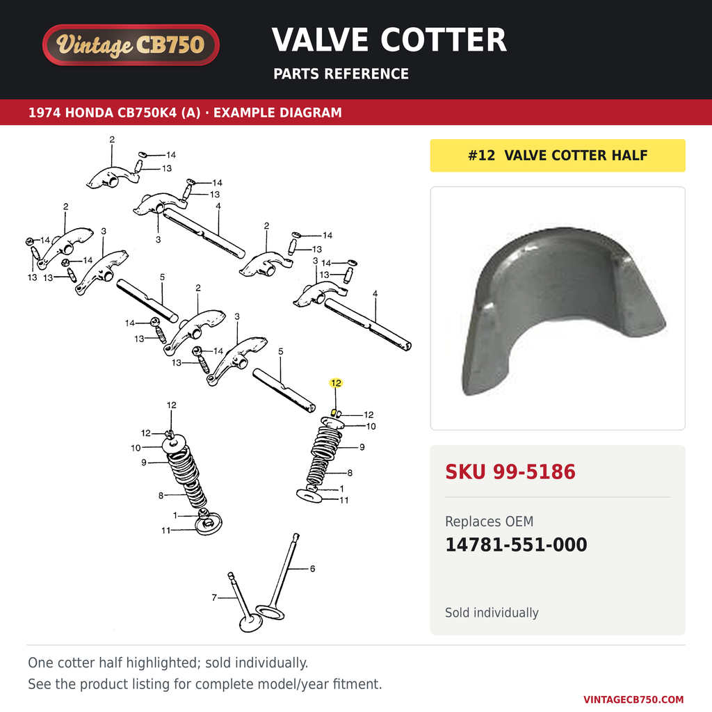 Corrected parts fiche reference for SKU 99-5186