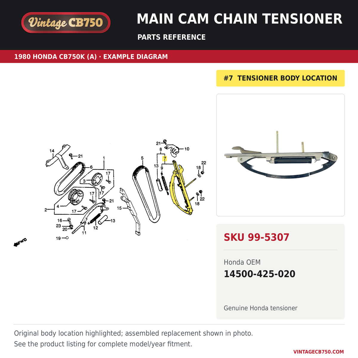 Corrected parts fiche reference for SKU 99-5307