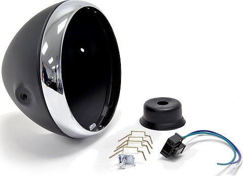 Universal motorcycle headlight assembly shell and rim