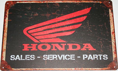 Honda logo black background tin sign 12 x 8 in.